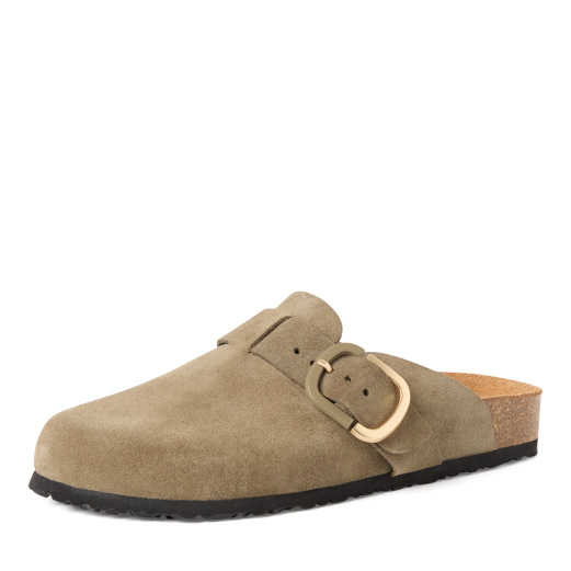001-27600-44-722-300 TAMARIS Olive Green Suede Mule 27600 - Image 1