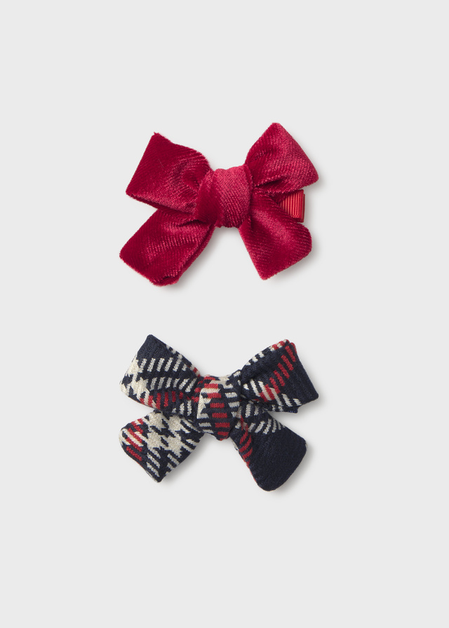 16-10261-037-L-4 MAYORAL 2 Pack Hair Bows Red/Navy 10261 - Image 1