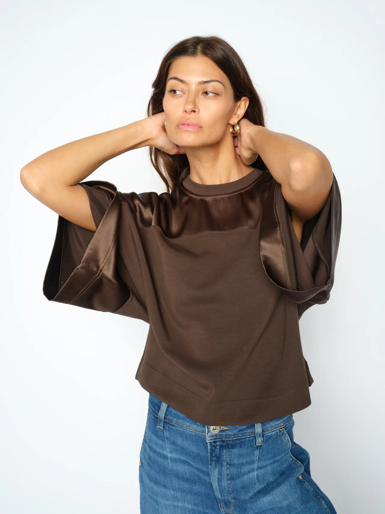 180840160MMLelaOSSSatinSweatshirtDelicioso-180030401MMSandieRayJeansBlue_3 Mos Mosh Lela Satin Sweat Top 180840 - Image 1