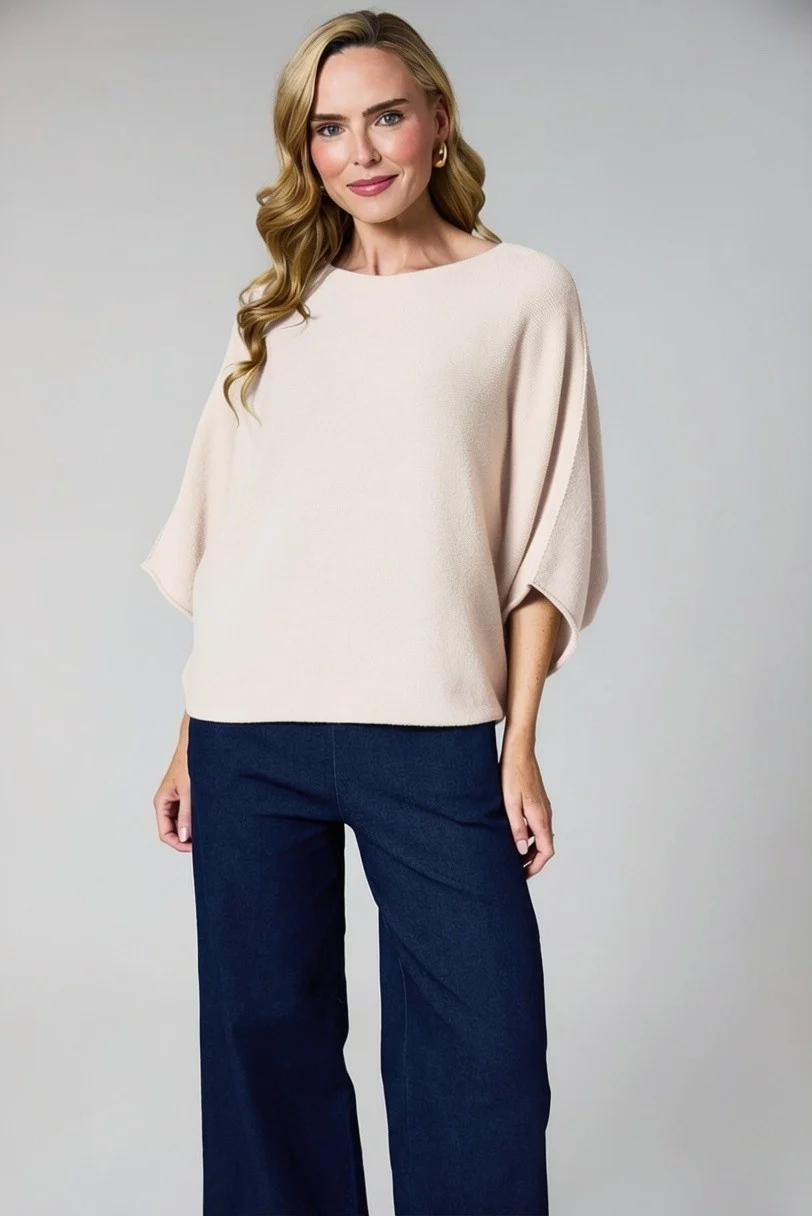 57702_Beige D.E.C.K Jewel Sleeve Batwing Knit 57702 - Image 1
