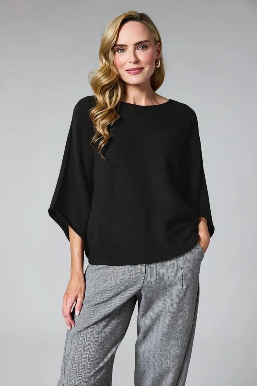 57702_Black DECK Jewel Sleeve Batwing Knit BLACK 57702 - Image 1