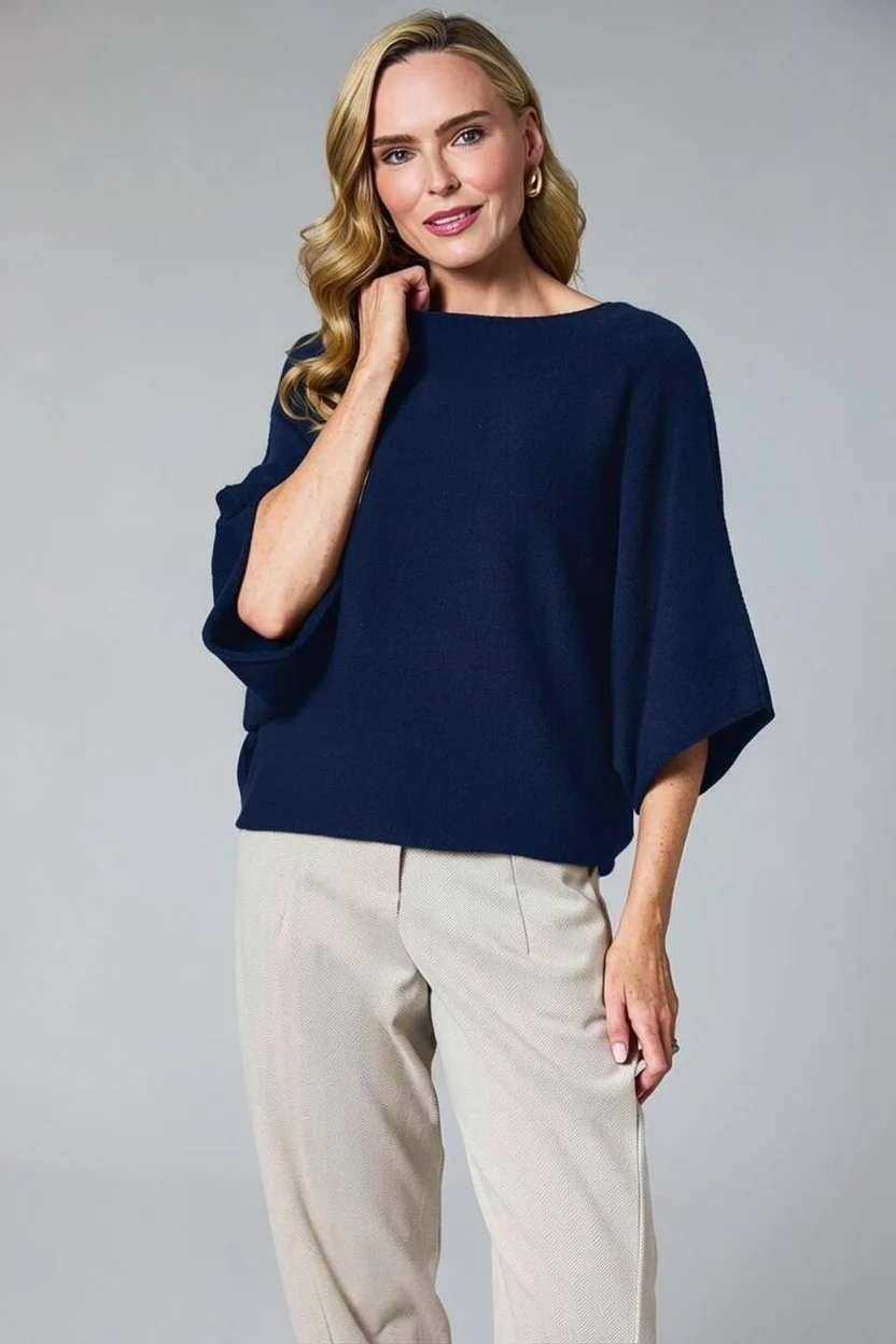 57702_Navy D.E.C.K Jewel Sleeve Batwing Knit 57702 - Image 1