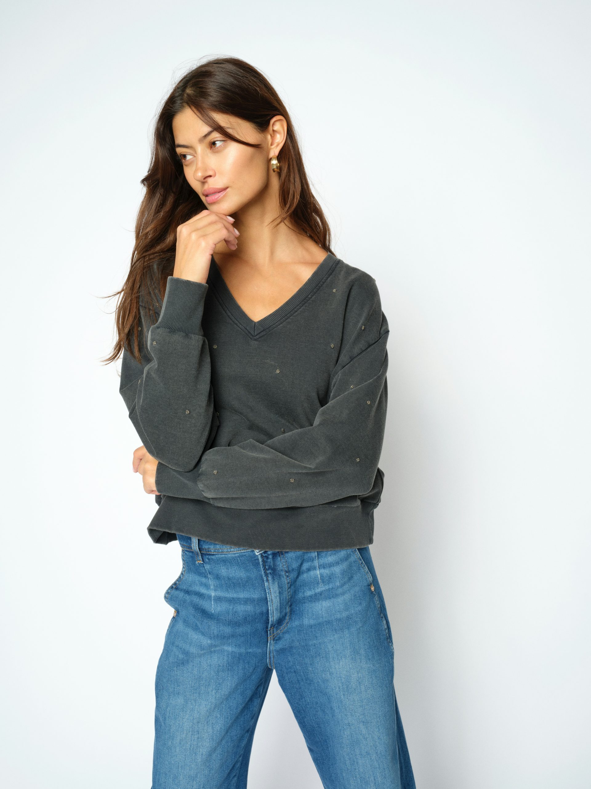 MOS-MOSH_AW26_275_180870_3 Mos Mosh Cosette Stud Sweatshirt 180870 - Image 1