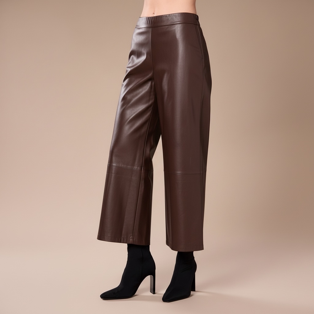 Photoroom_20260916_152325 PERUZZI Faux Leather Trousers Chocolate W26182 - Image 1