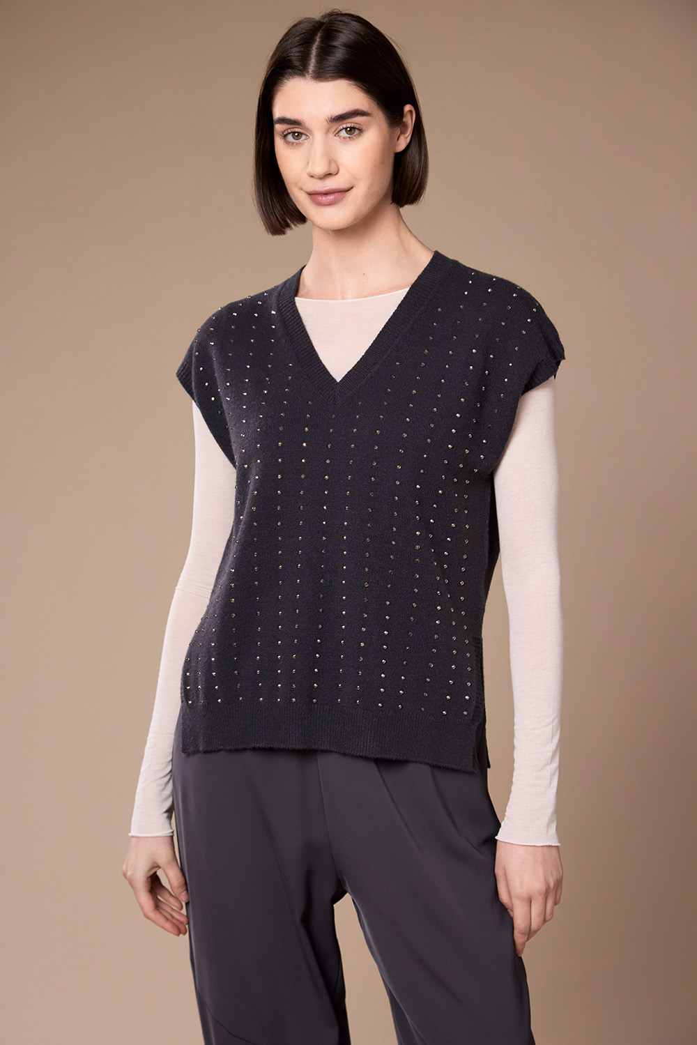 W26201-503-178 (3) PERUZZI Stud Sleeveless Knit W26201 - Image 1