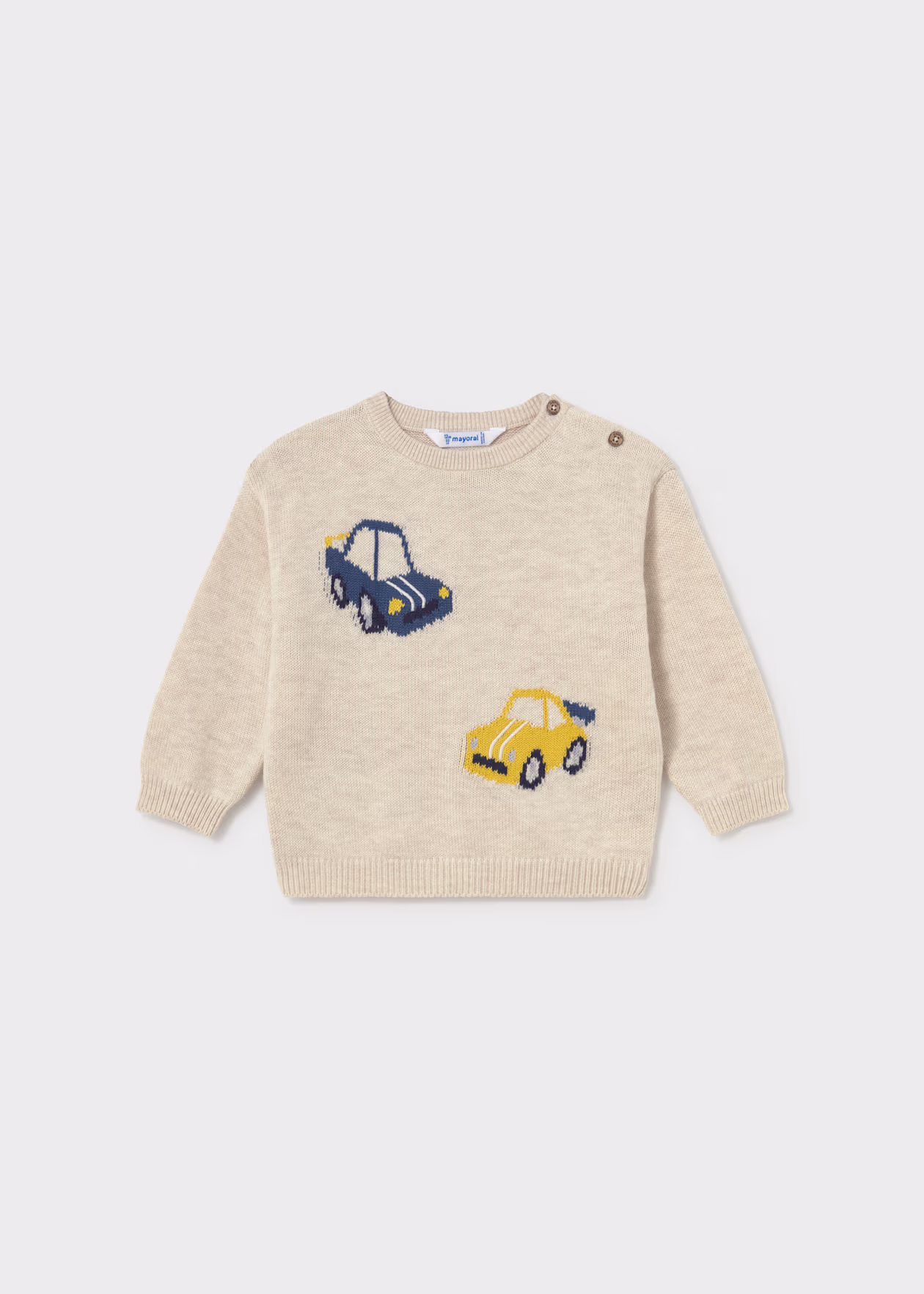 baby-intarsia-jumper-stone-XL-4 MAYORAL Car Knit 2375 - Image 1