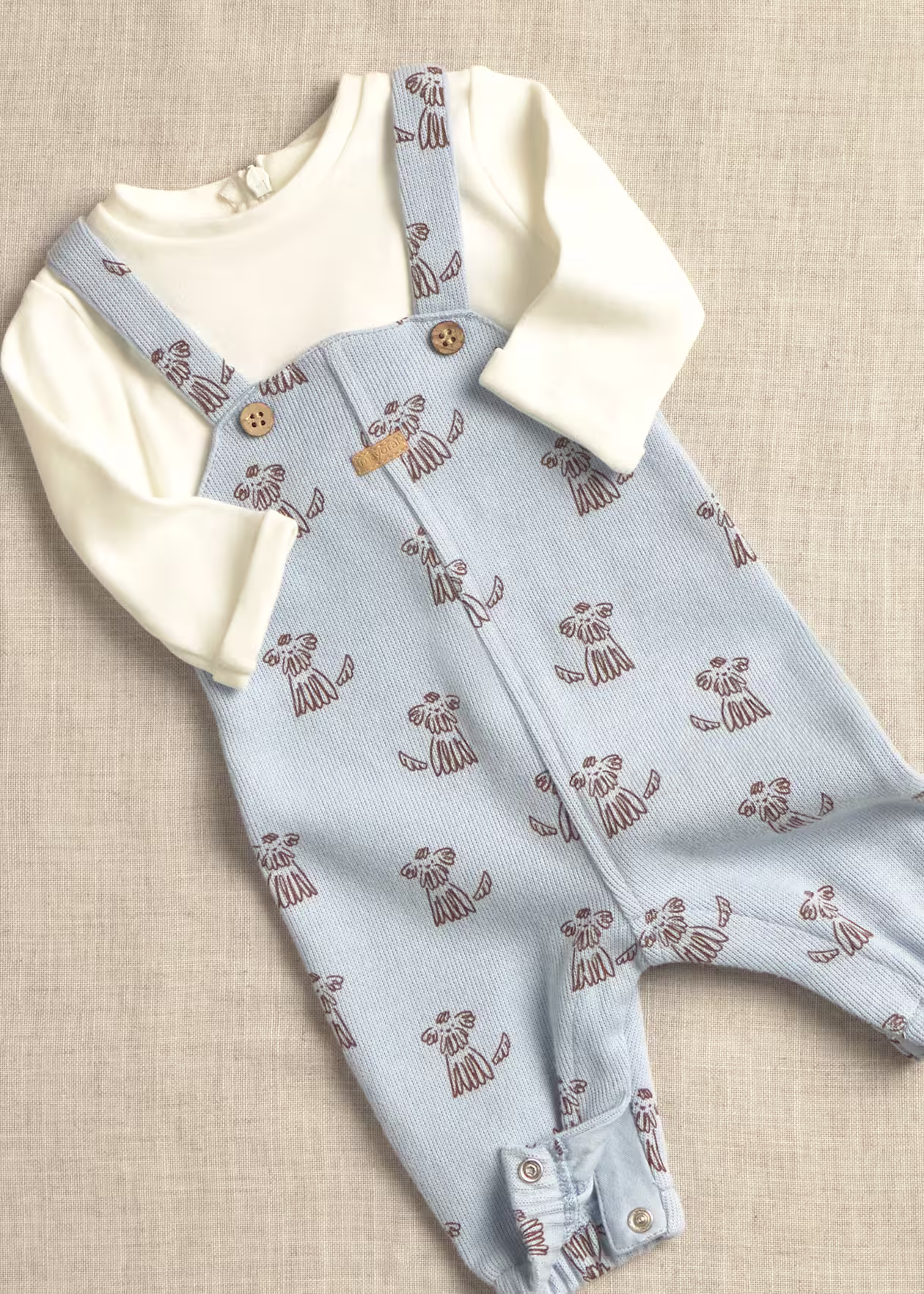 newborn-boy-print-dungaree-babygrow-sky-XL-1 MAYORAL Romper 2679 - Image 1