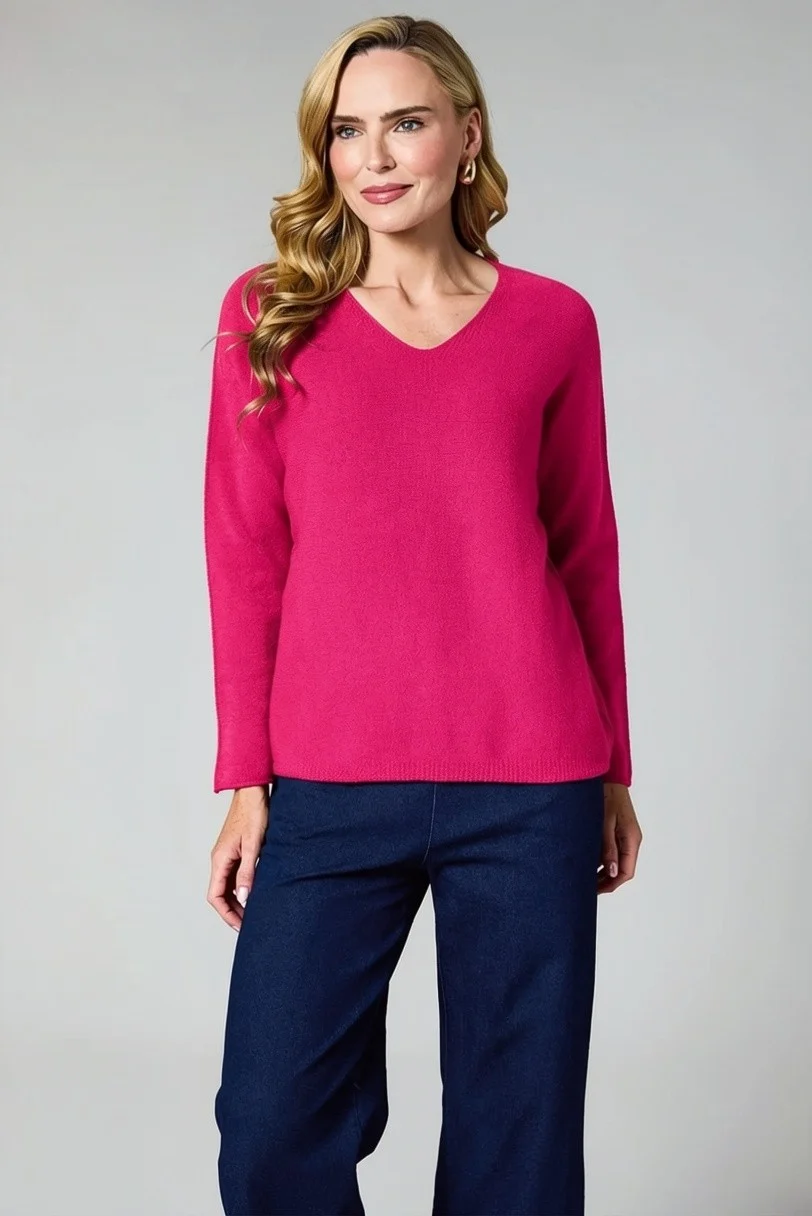 603_Fuchsia D.E.C.K V-Neck Knit 603 - Image 1