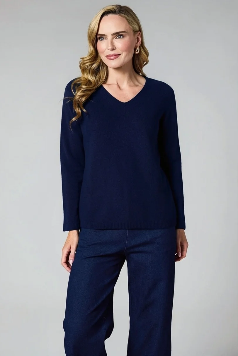 603_Navy D.E.C.K V-Neck Knit 603 - Image 1